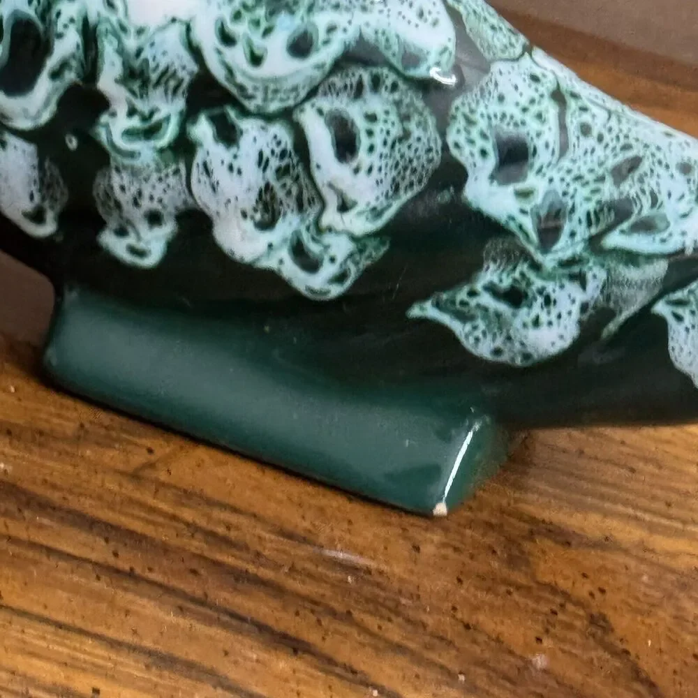 Italian M.N.Co Art Pottery Cornucopia‎ Vase Planter MCM Glaze Italy Vtg Green